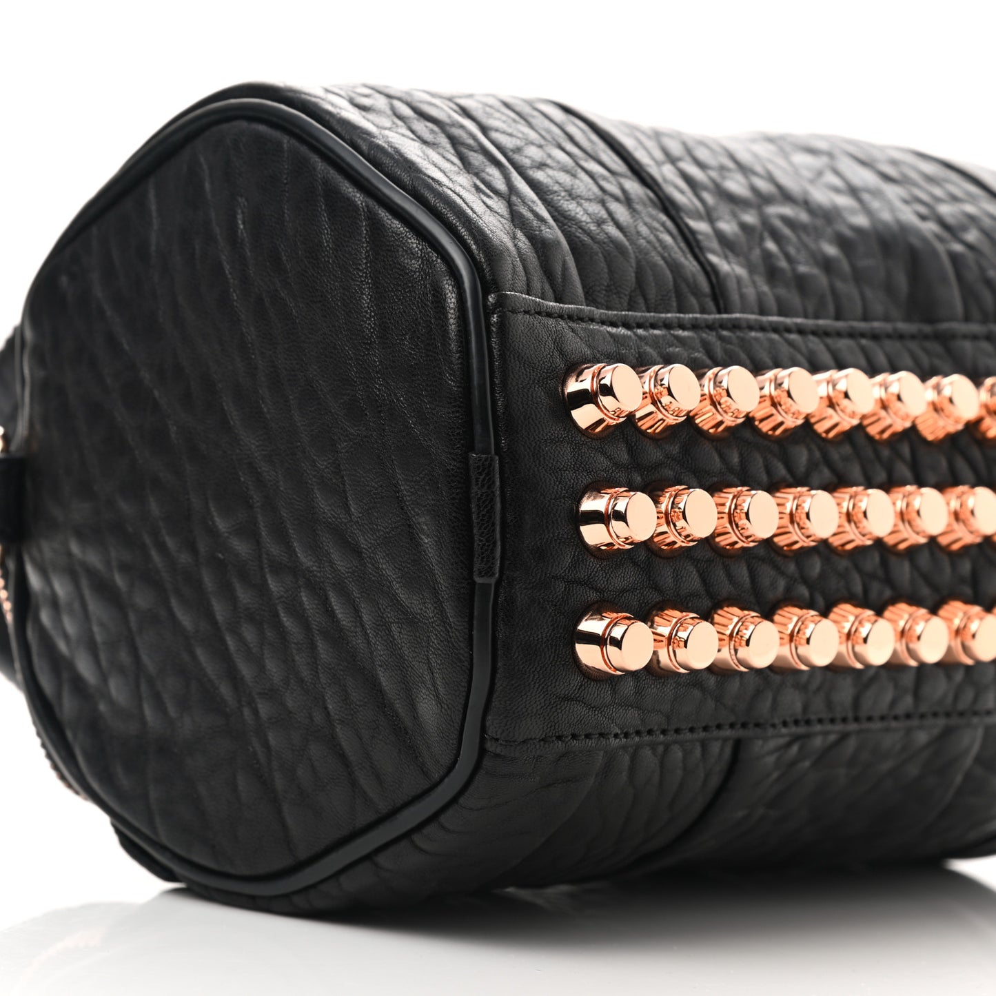 Pebbled Lambskin Mini Rockie Black Rose Gold Hardware