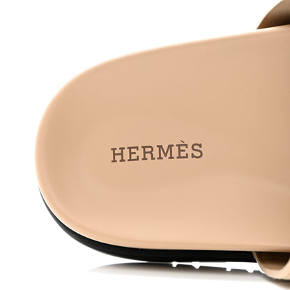 Hermes Suede Goatskin Womens Chypre Sandals 41 Beige Argile 6 of 10