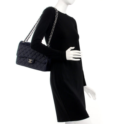 Chanel Caviar Quilted Jumbo Double Flap Navy Blue 2 of 10