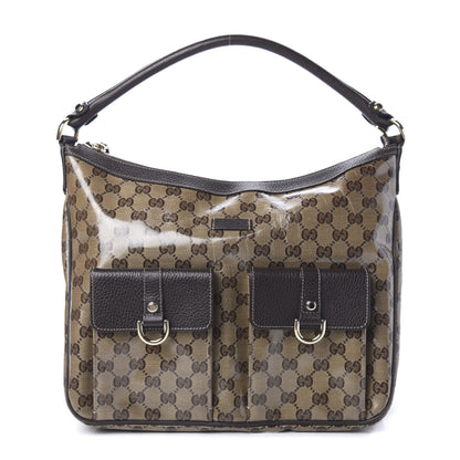 Gucci Crystal Monogram Medium Abbey Pocket Hobo Tote Dark Brown 1 of 12
