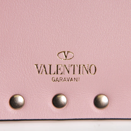 Valentino Garavani Calfskin Rockstud Coin Case Card Holder Water Rose 7 of 8