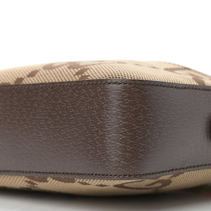 Gucci Monogram Jumbo GG Textured Dollar Calfskin Web Messenger Shoulder Bag Camel Ebony New Acero 9 of 9