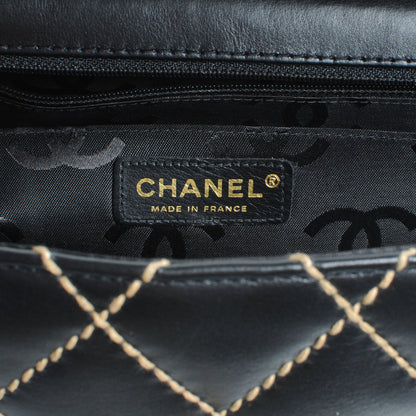 Chanel Leather Diamond Stitch Surpique Kelly Black 6 of 7