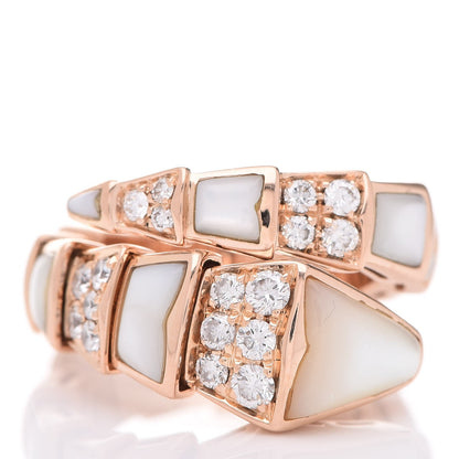 Bulgari BVLGARI 18K Rose Gold Diamond Mother of Pearl Serpenti Ring S 49 5 5 of 6