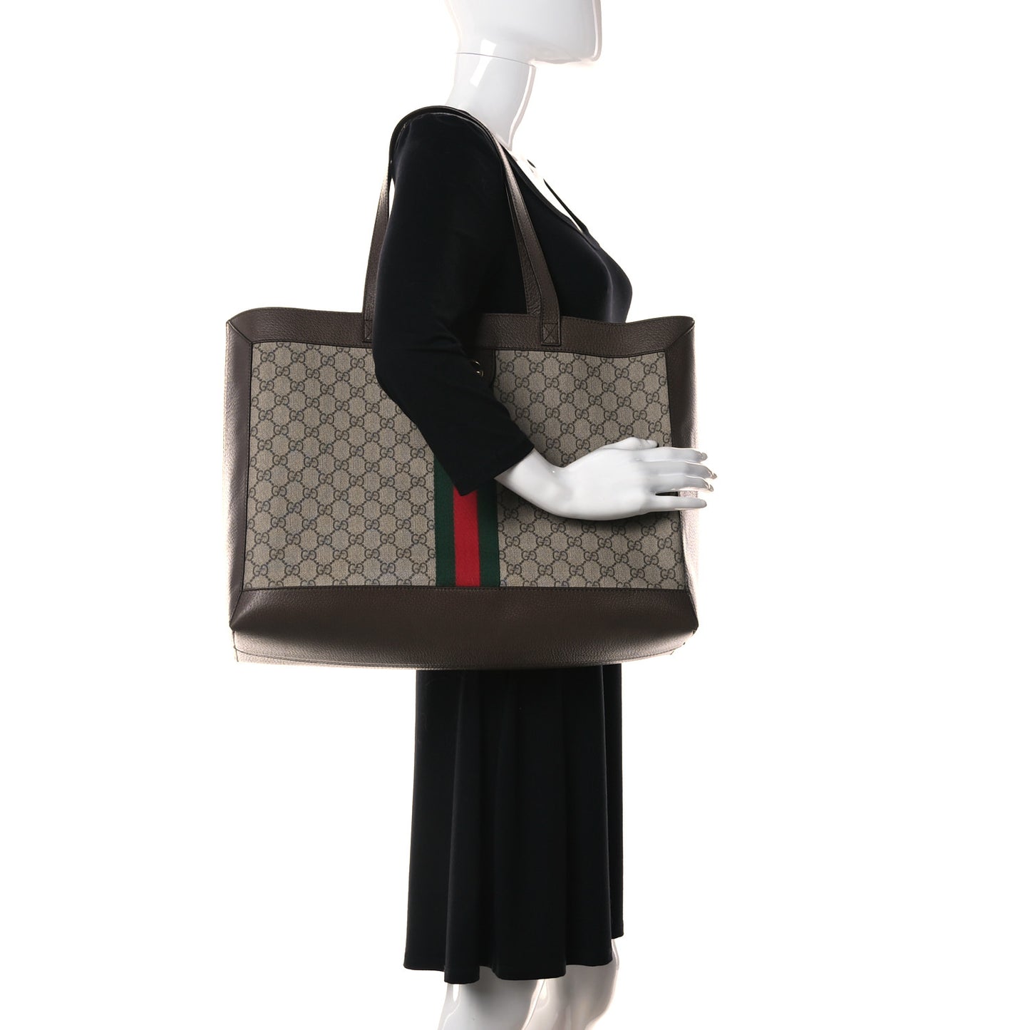 GG Supreme Monogram Web Ophidia Tote Brown