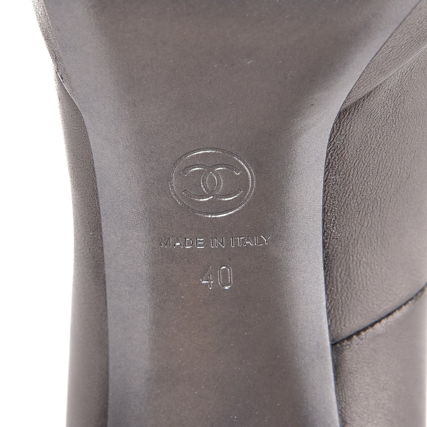 Metallic Calfskin Camellia Pumps 40 Grey