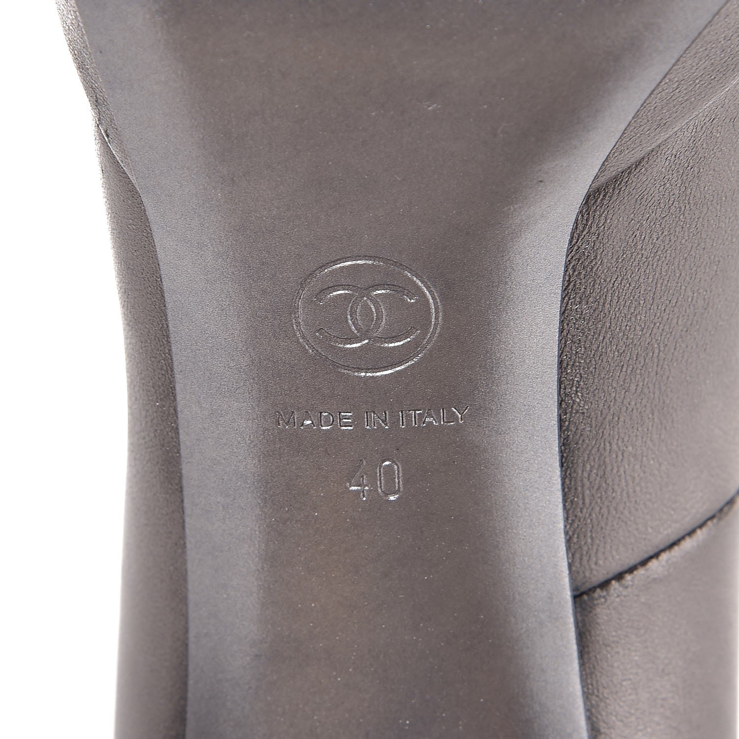 Chanel Metallic Calfskin Camellia Pumps 40 Grey 6 of 8