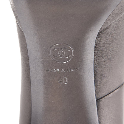Chanel Metallic Calfskin Camellia Pumps 40 Grey 6 of 8