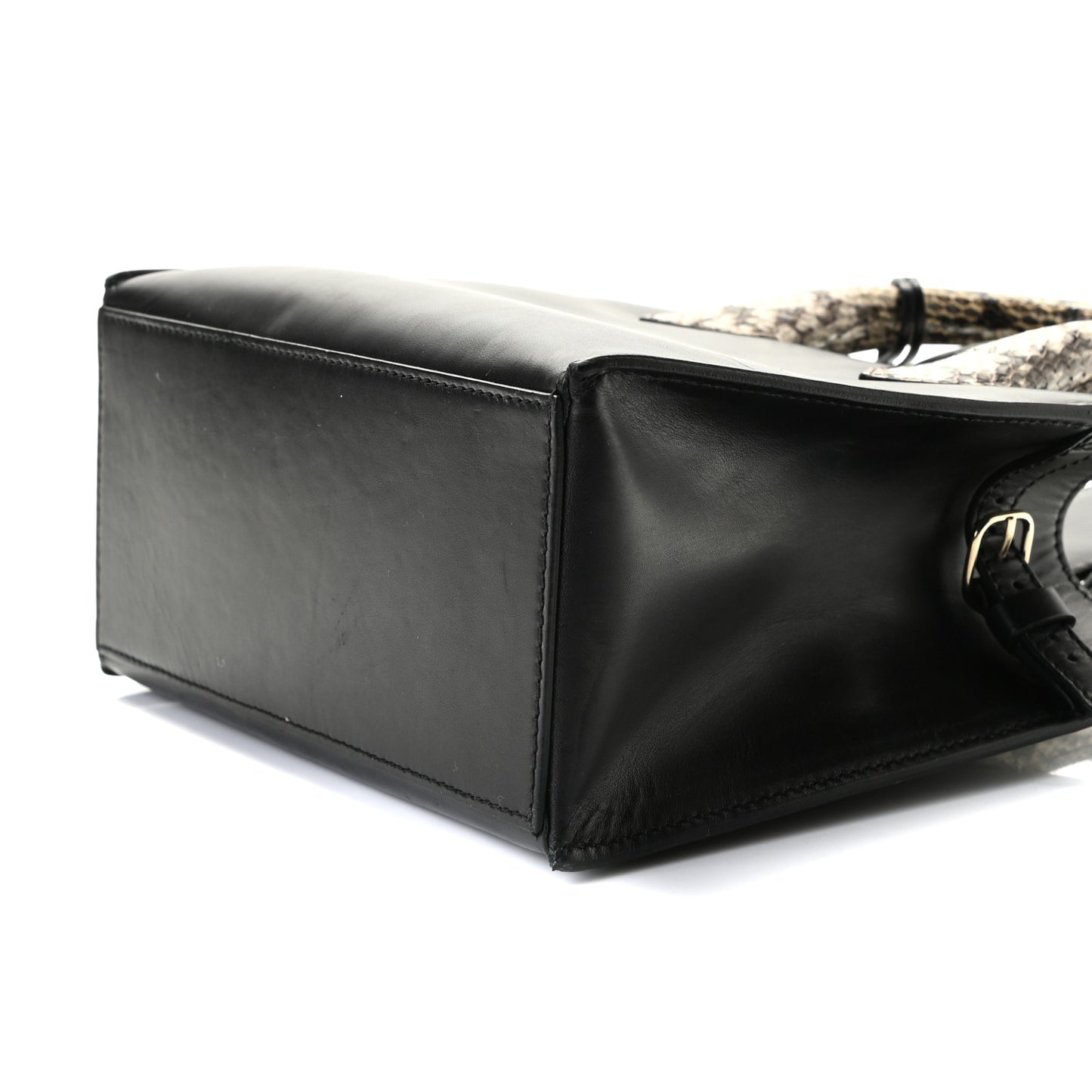 Calfskin Elaphe Snakeskin Mini Padlock All Afternoon Tote Black