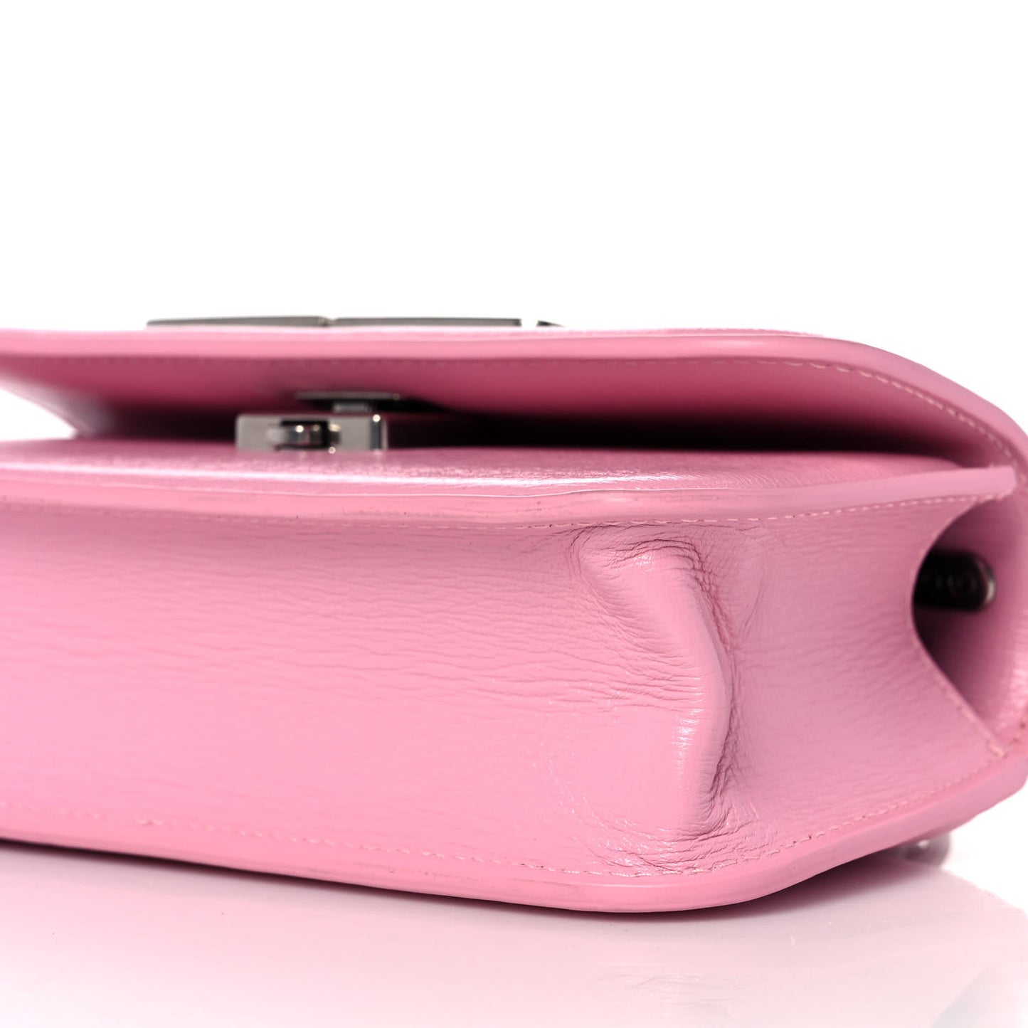 Calfskin Stripe Embossed Gossip Chain Bag XS Candy Pink