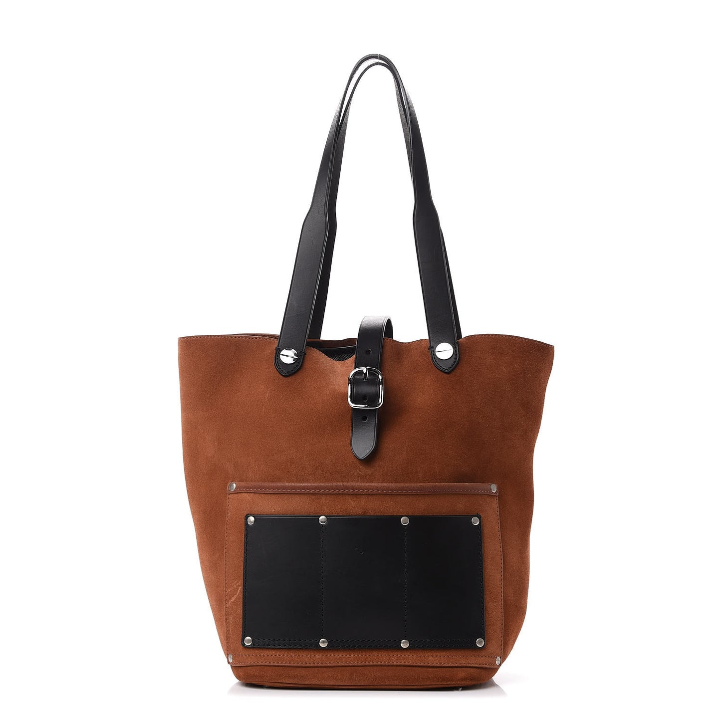 Suede Calfskin Mason Tote Brown Black