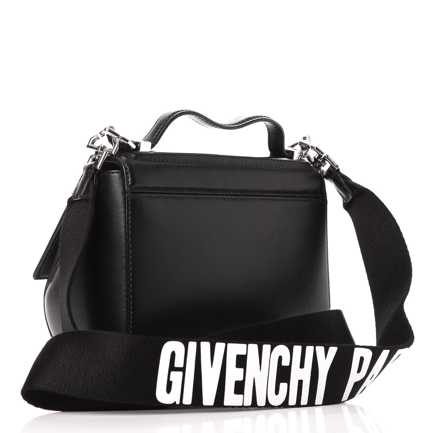 Givenchy Calfskin Mini Pandora Box Logo Strap Crossbody Bag Black 3 of 8