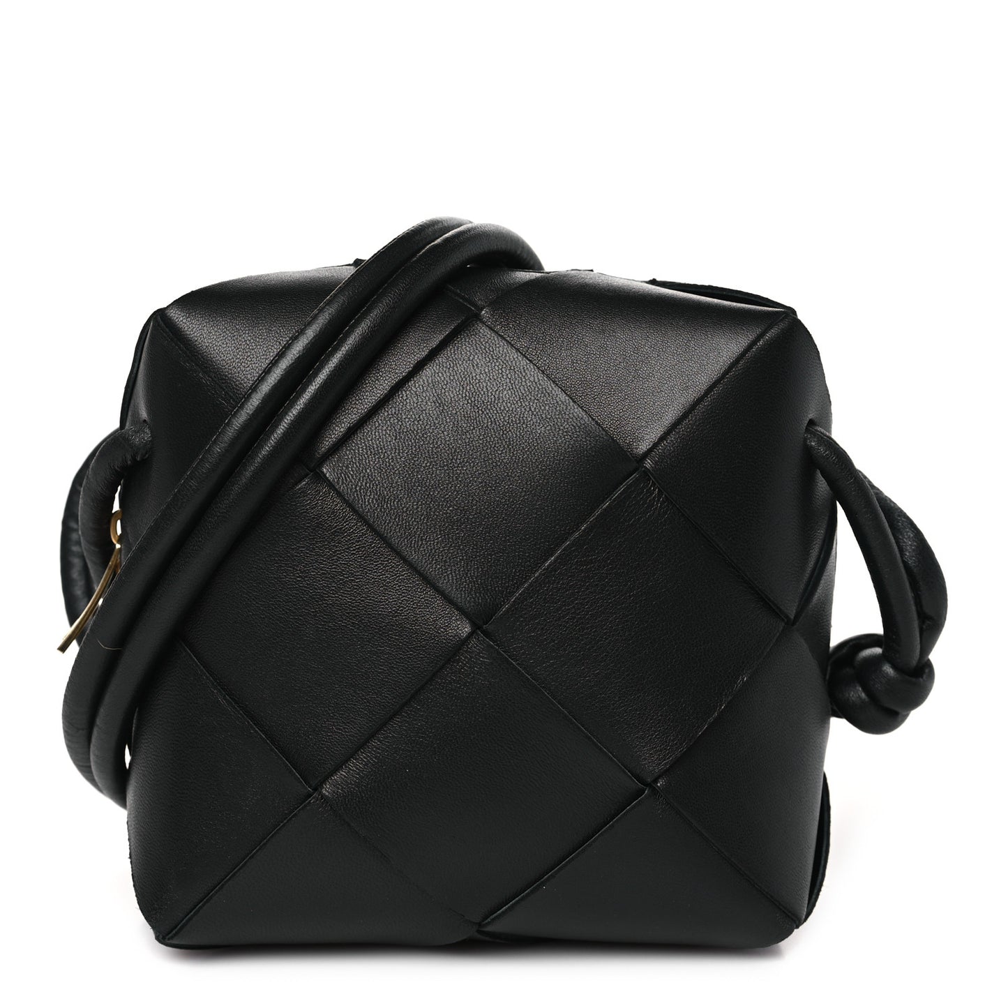 Lambskin Maxi Intrecciato Mini Cassette Camera Bag Black