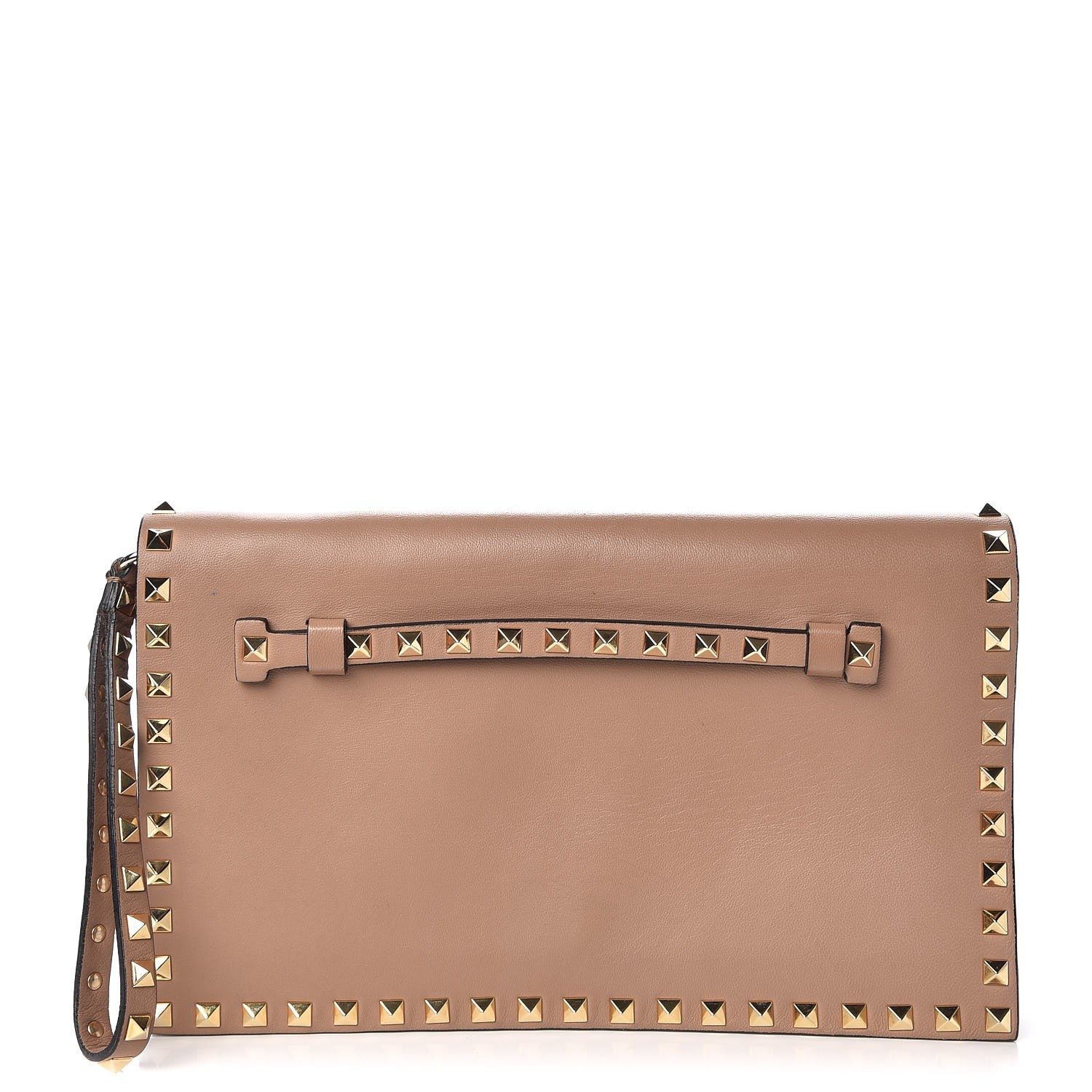 Valentino Garavani Nappa Rockstud Wristlet Clutch Alpaca 1 of 10