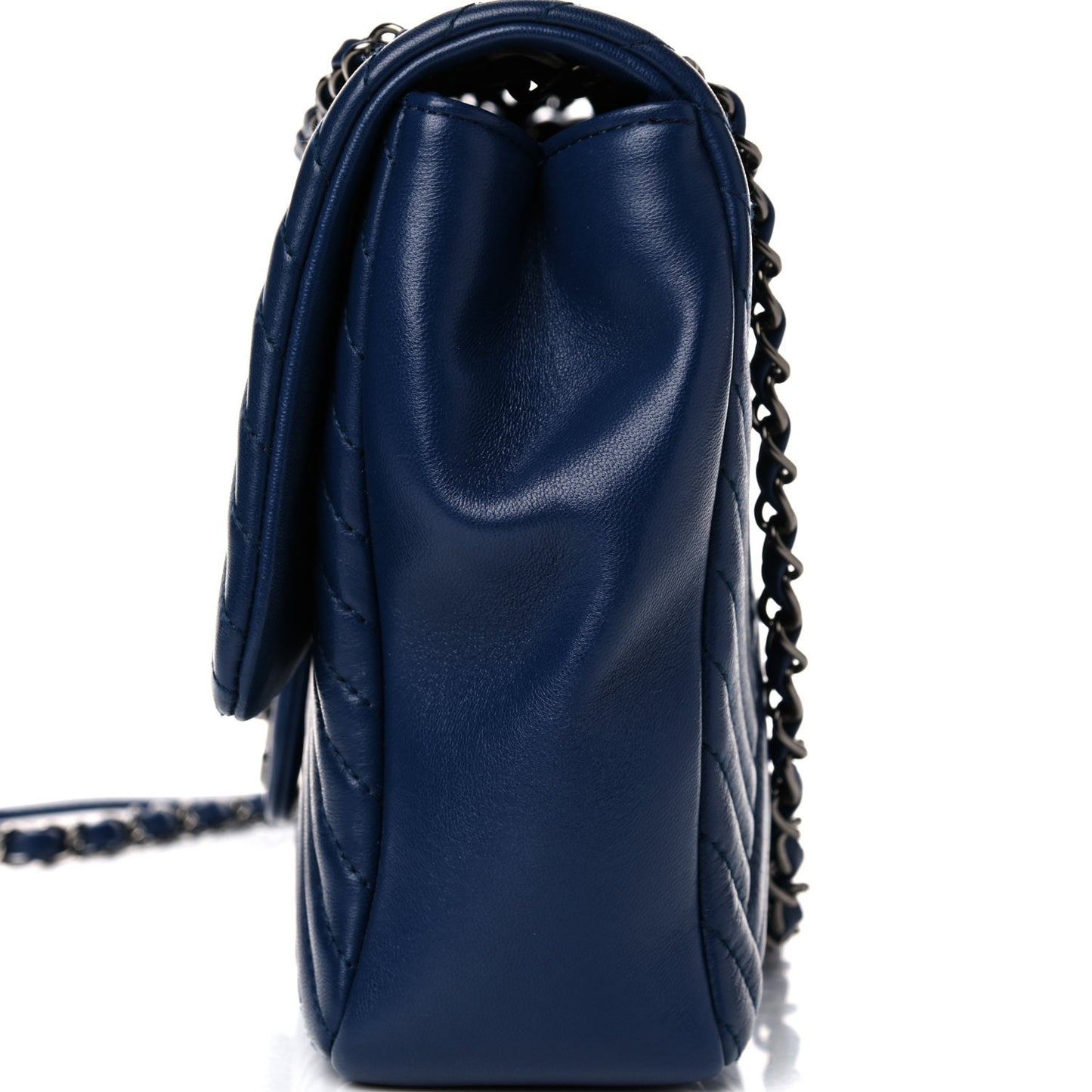 Lambskin Quilted Large CC Crossing Flap Navy
