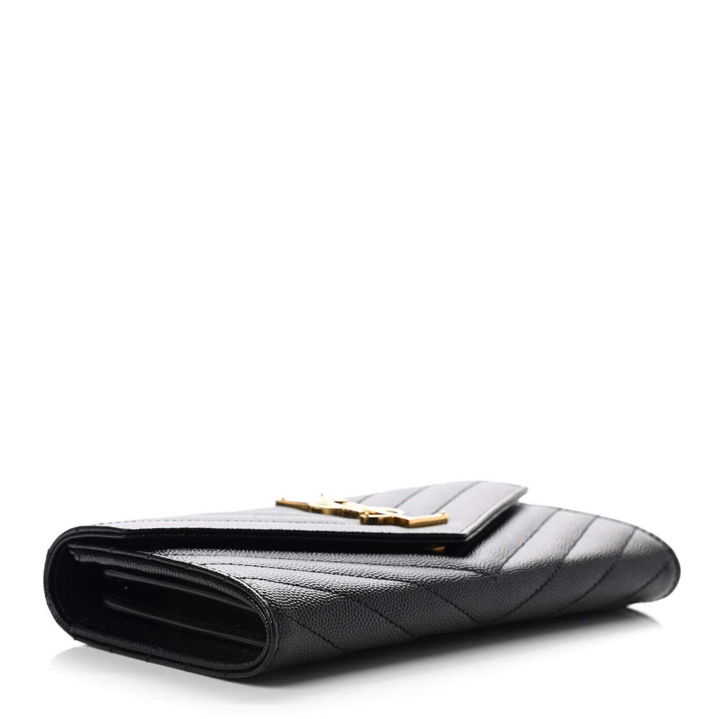 Grain De Poudre Matelasse Chevron Monogram Flap Wallet Black