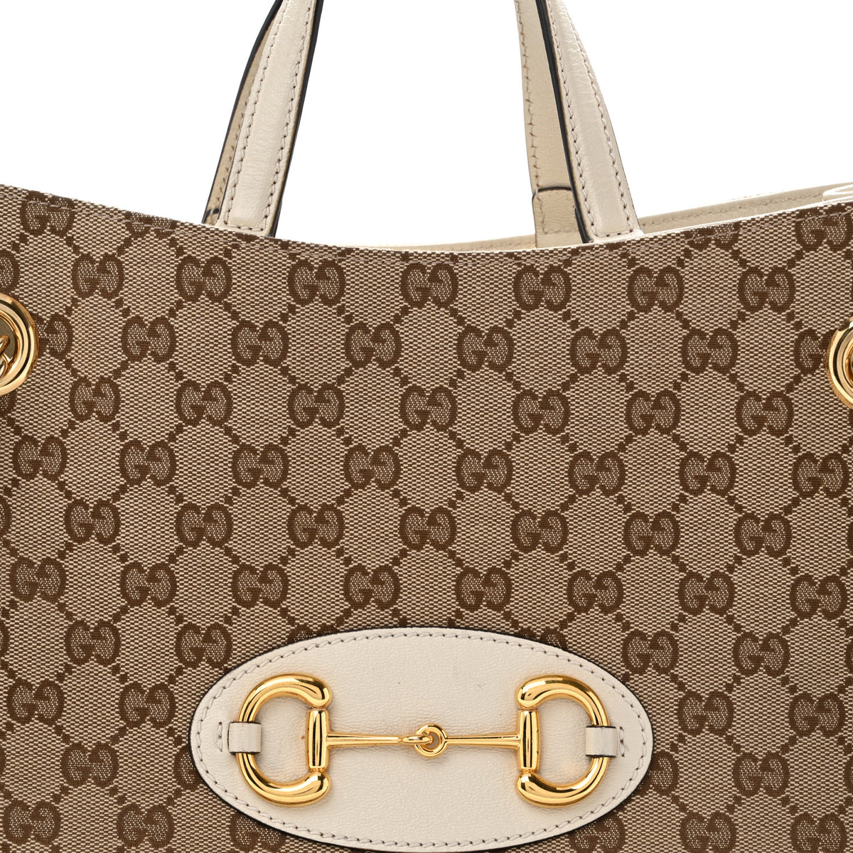 Gucci Monogram Calfskin Medium Horsebit 1955 Tote Bag Beige Mystic White 9 of 16