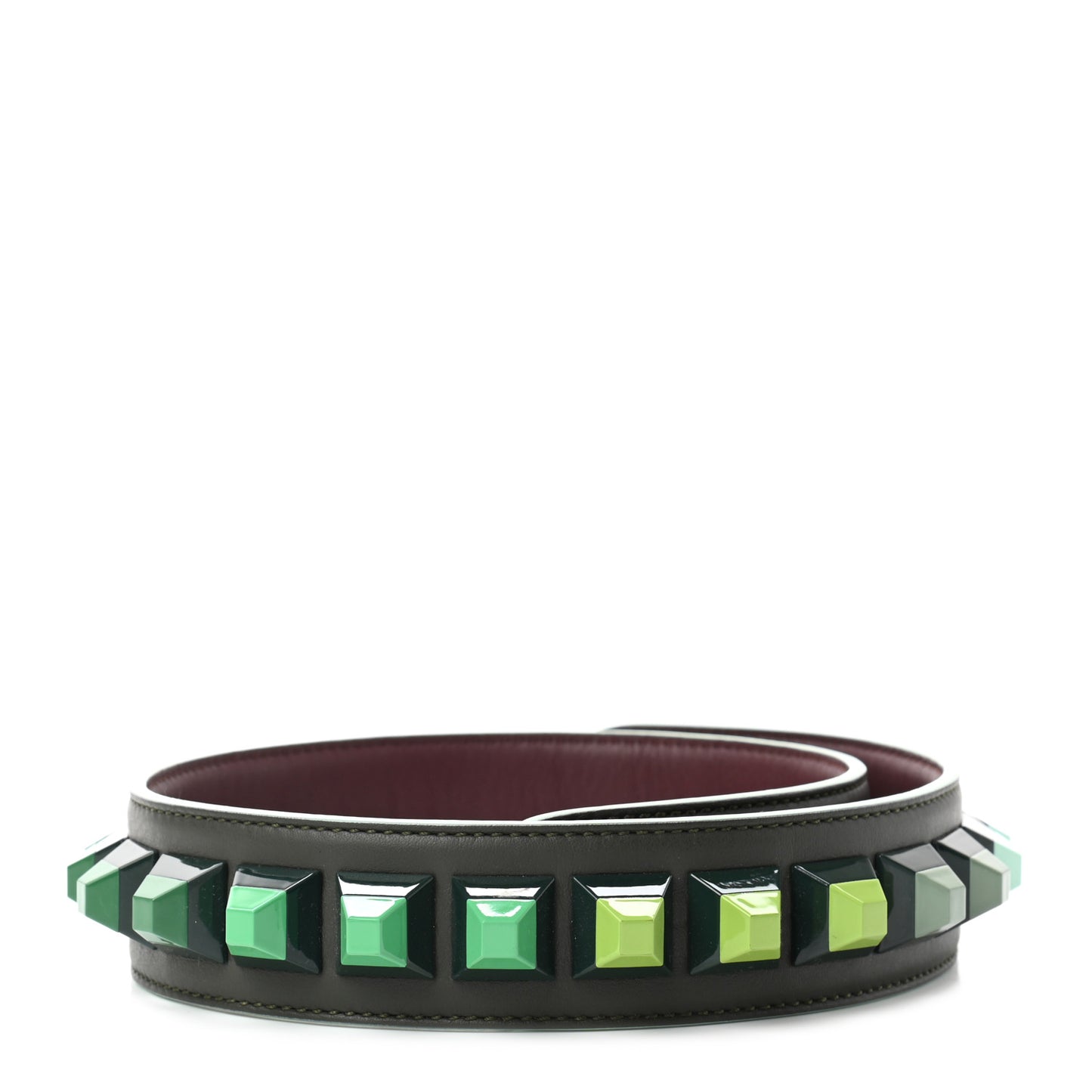 Vitello Dolce Bi-Color Degrade Studded Strap You Verde Prato Bordeaux