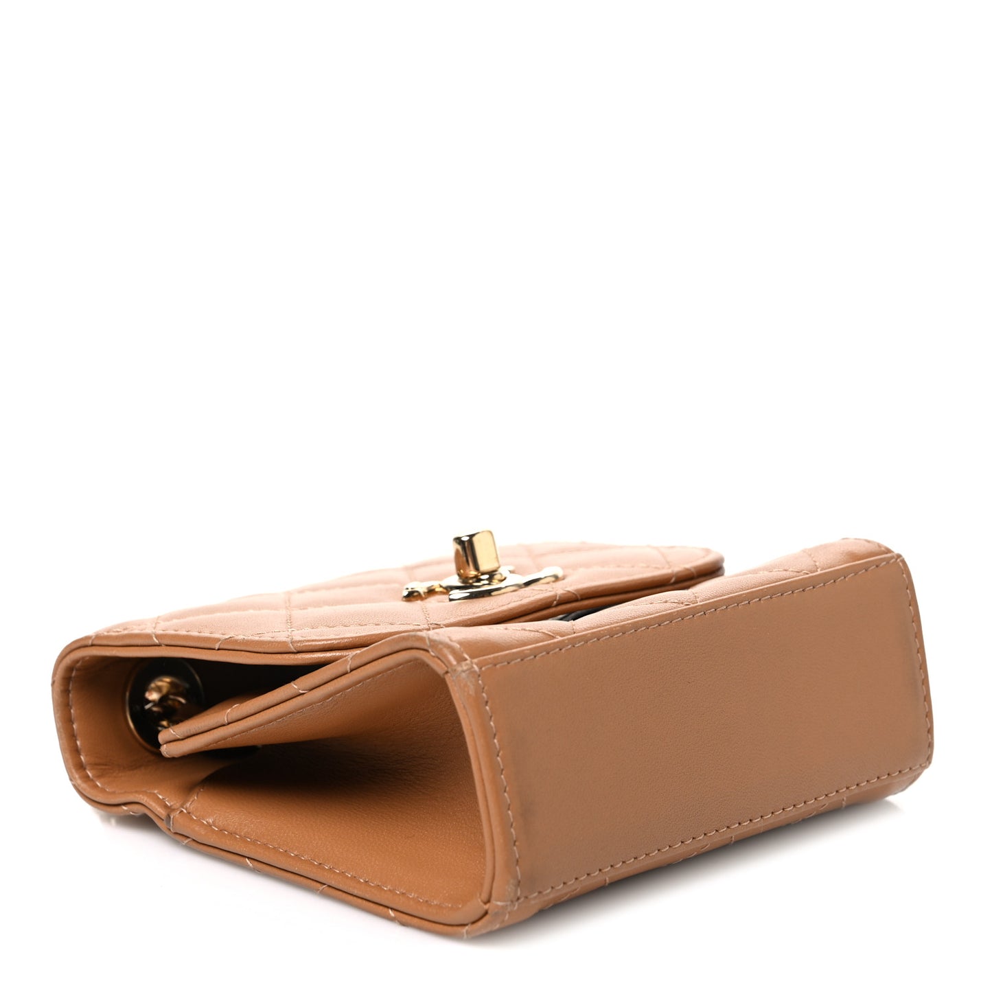 Lambskin Quilted Mini Trendy CC Clutch With Chain Brown