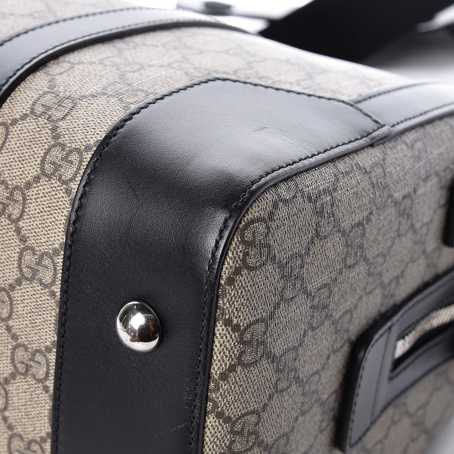 Gucci GG Supreme Monogram Medium Duffle Beige Ebony Black 12 of 14