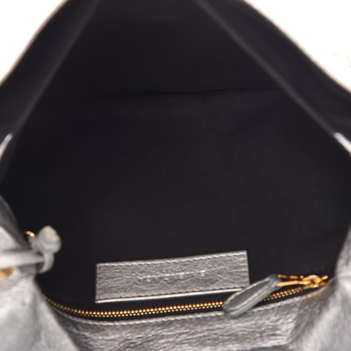 Agneau Giant 12 Gold Hardware Envelope Strap Clutch Gris Aluminum