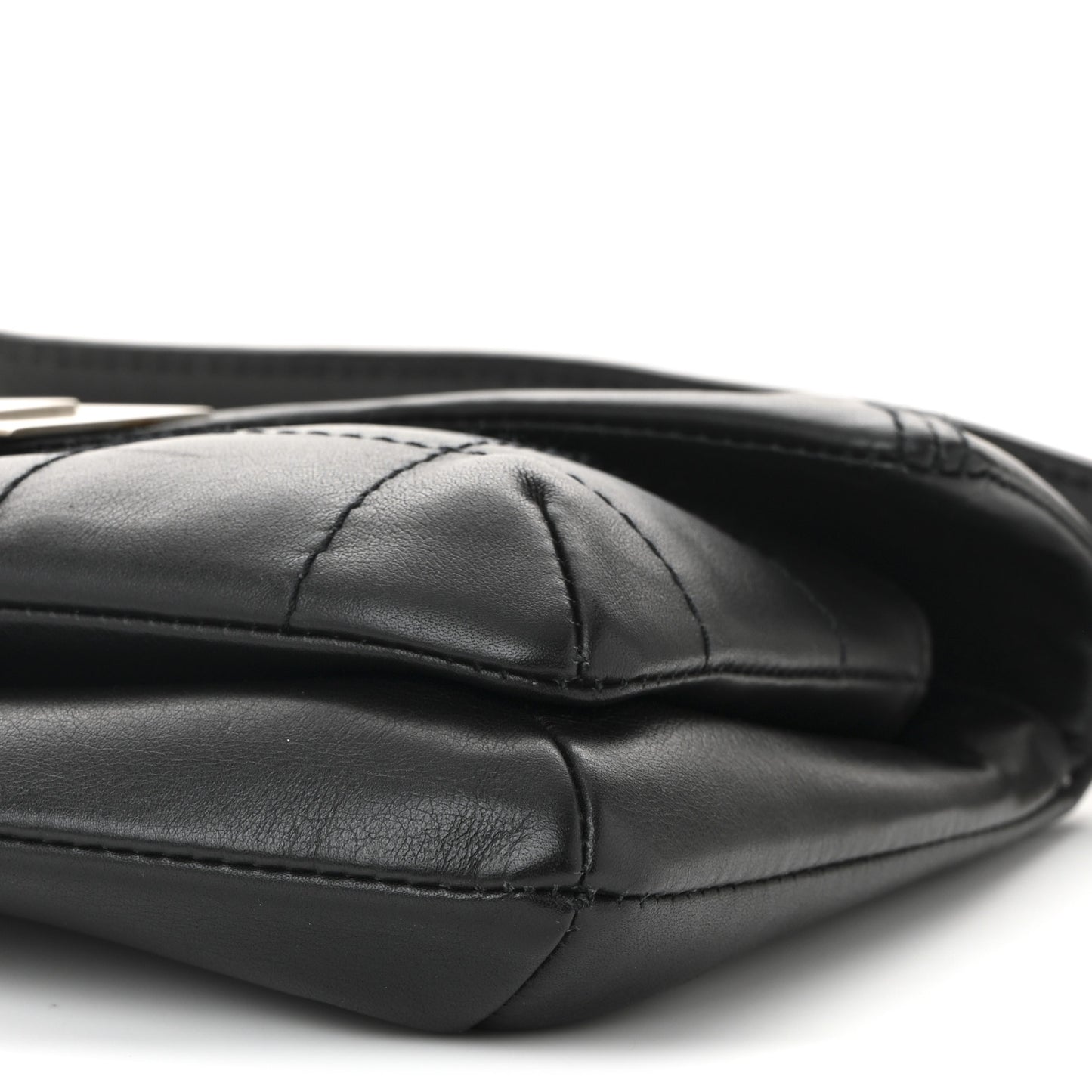 Calfskin Square Stitched Mademoiselle Shoulder Bag Black