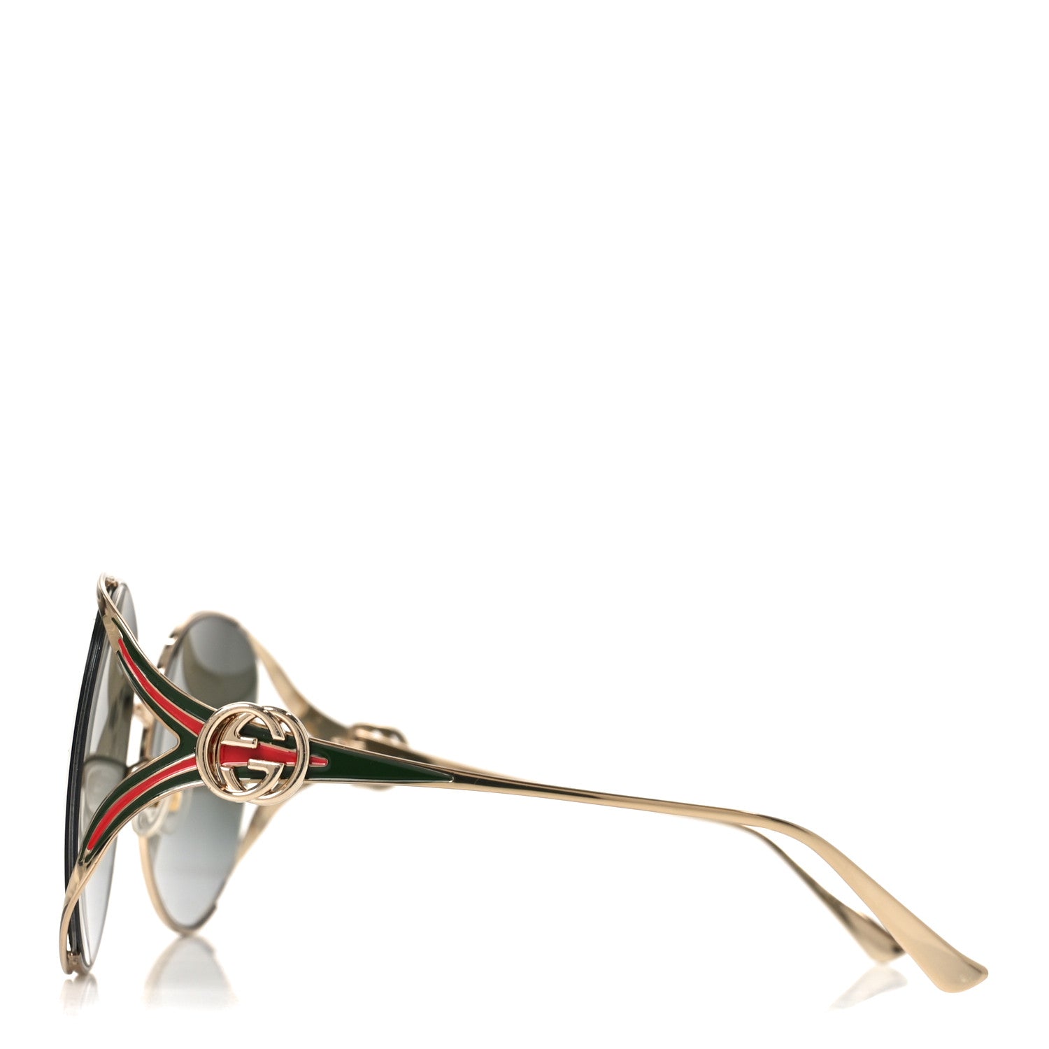 Gucci Metal Oversized Round Frame GG0225S Sunglasses Gold 3 of 7
