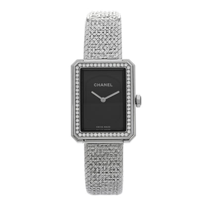 Chanel Stainless Steel Diamond Bezel 21mm Boy-Friend Tweed Quartz Watch Black 1 of 4
