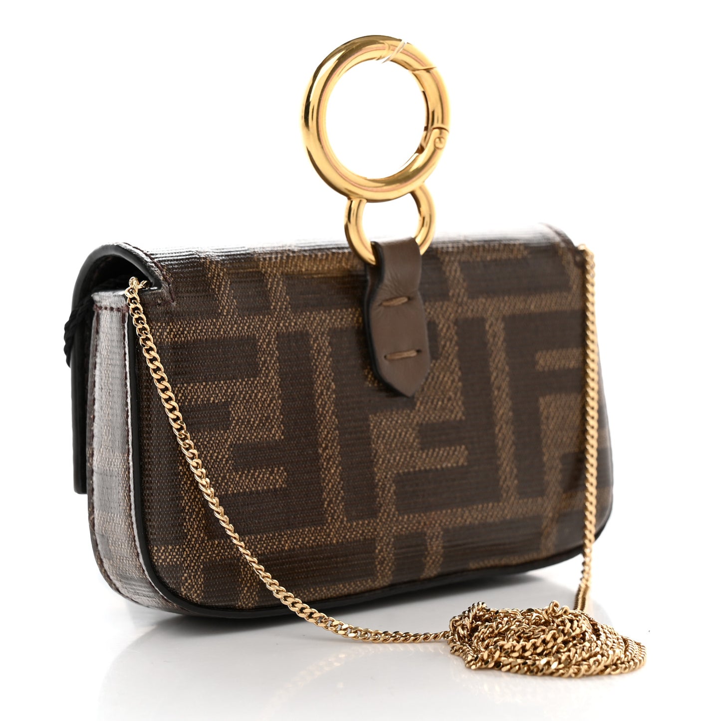 Glazed Fabric FF 1974 Nano Baguette Charm Mogano Panna