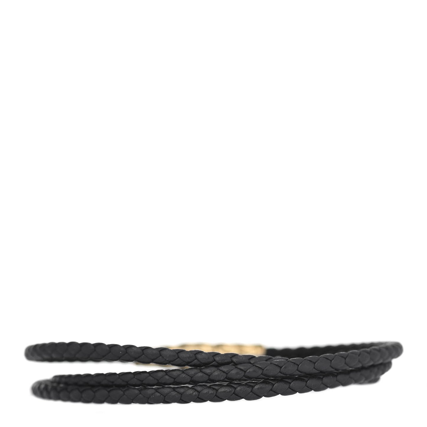 18K Yellow Gold Leather Chevron Triple-Wrap Bracelet Black