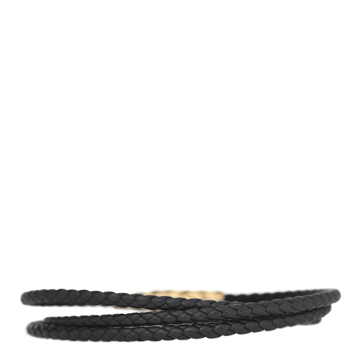 David Yurman 18K Yellow Gold Leather Chevron Triple-Wrap Bracelet Black 3 of 4