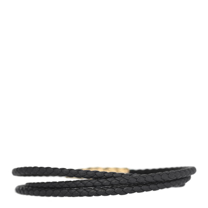 David Yurman 18K Yellow Gold Leather Chevron Triple-Wrap Bracelet Black 3 of 4