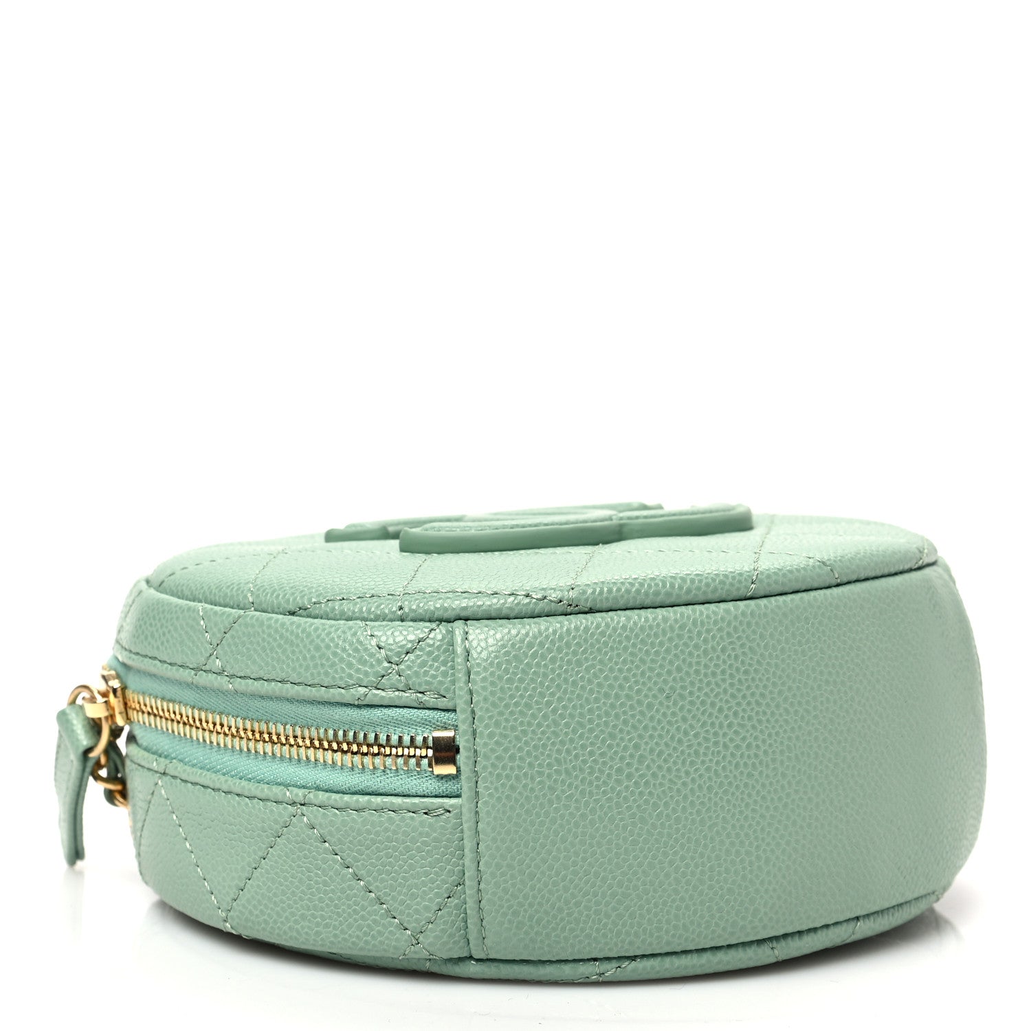 Chanel Caviar Quilted Small Round Vanity With Chain Light Green 4 of 8