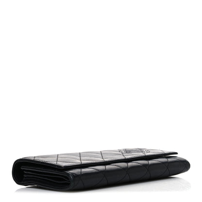 Chanel Calfskin Quilted Cambon Gusset Flap Wallet Black 4 of 9