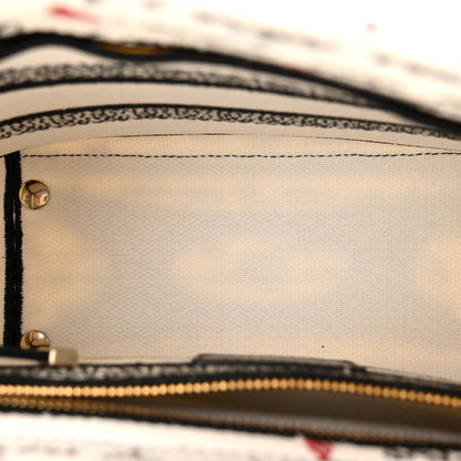 Christian Dior Canvas Embroidered Dioramour Je Vous Adore Medium Lady D-Lite White Black Red 5 of 10