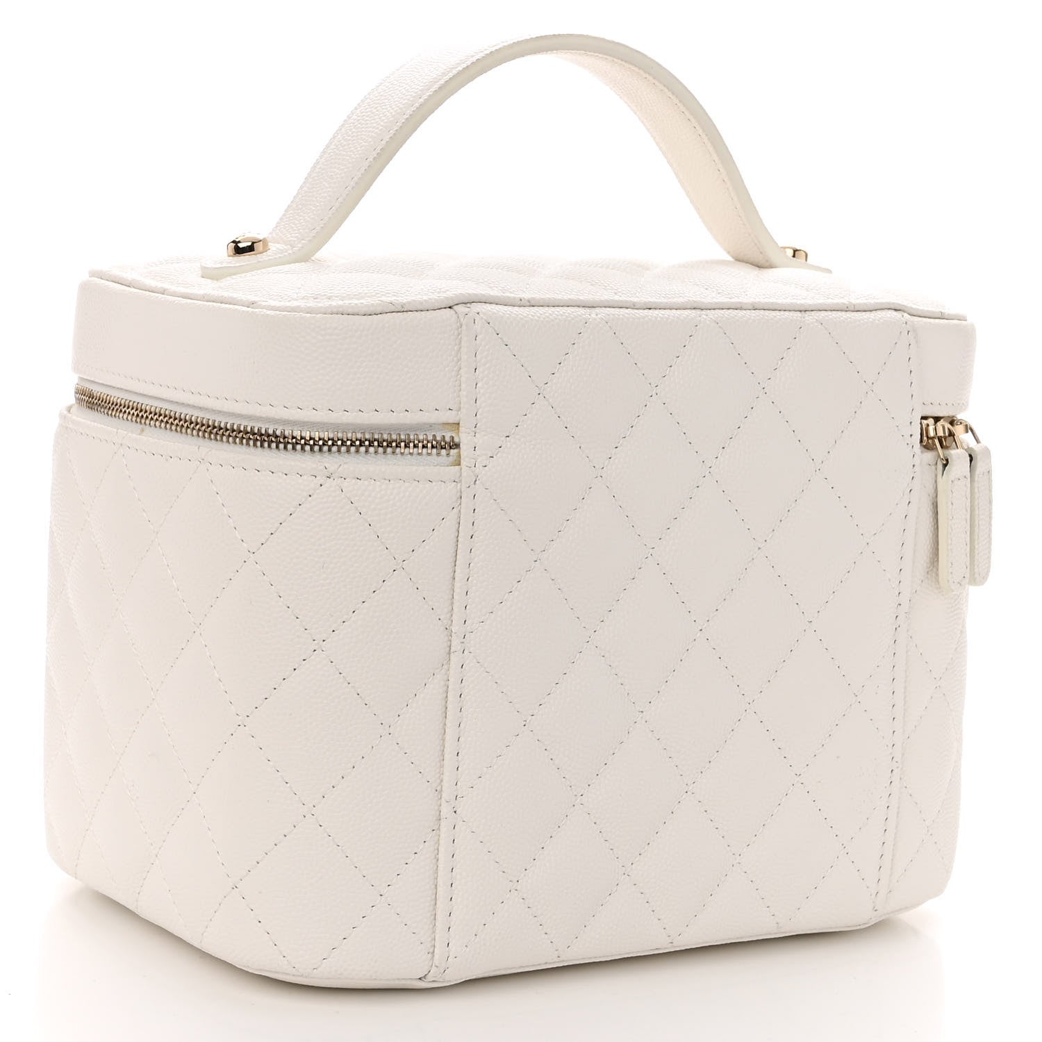 Chanel Caviar Quilted Large Vanity Pouch White 3 of 10