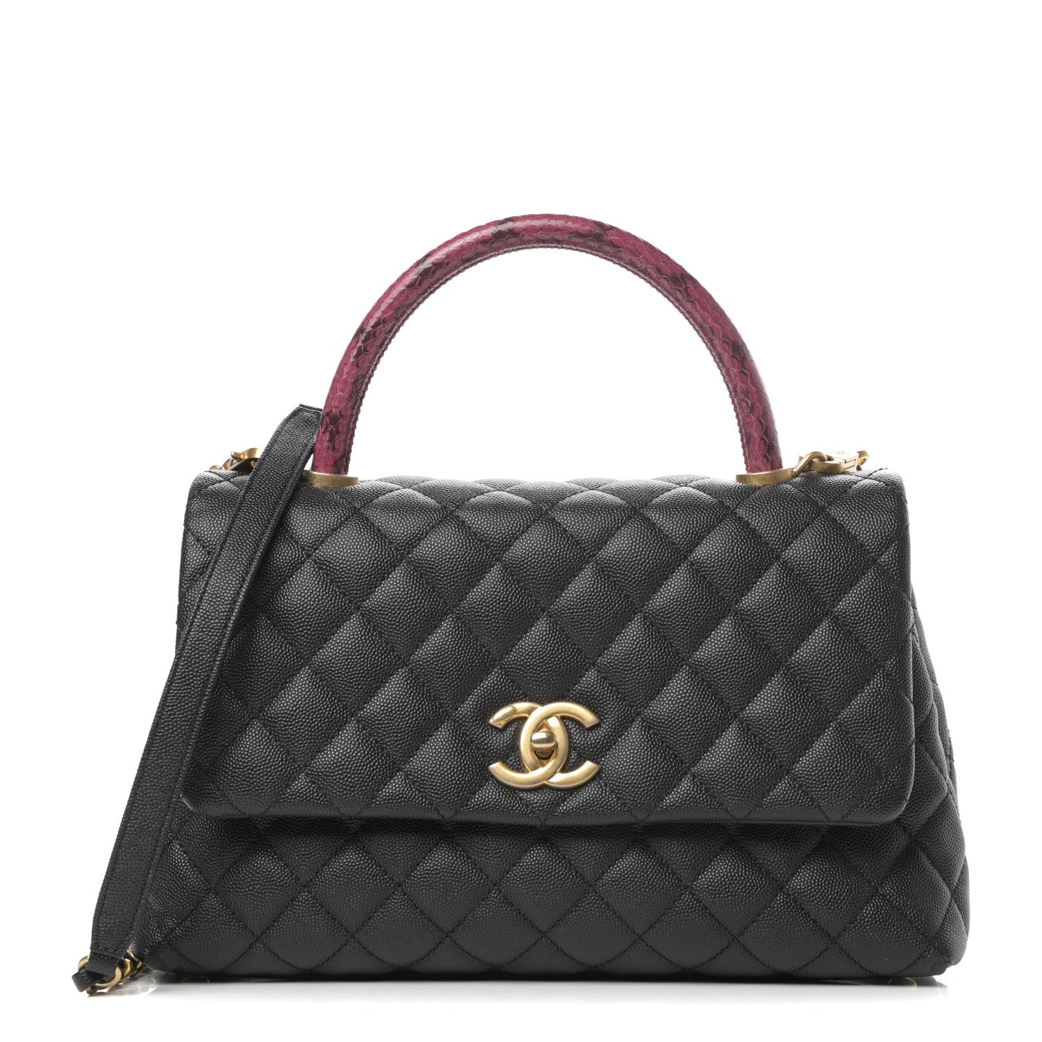 Chanel Caviar Elaphe Quilted Small Coco Handle Flap Black 1 of 9