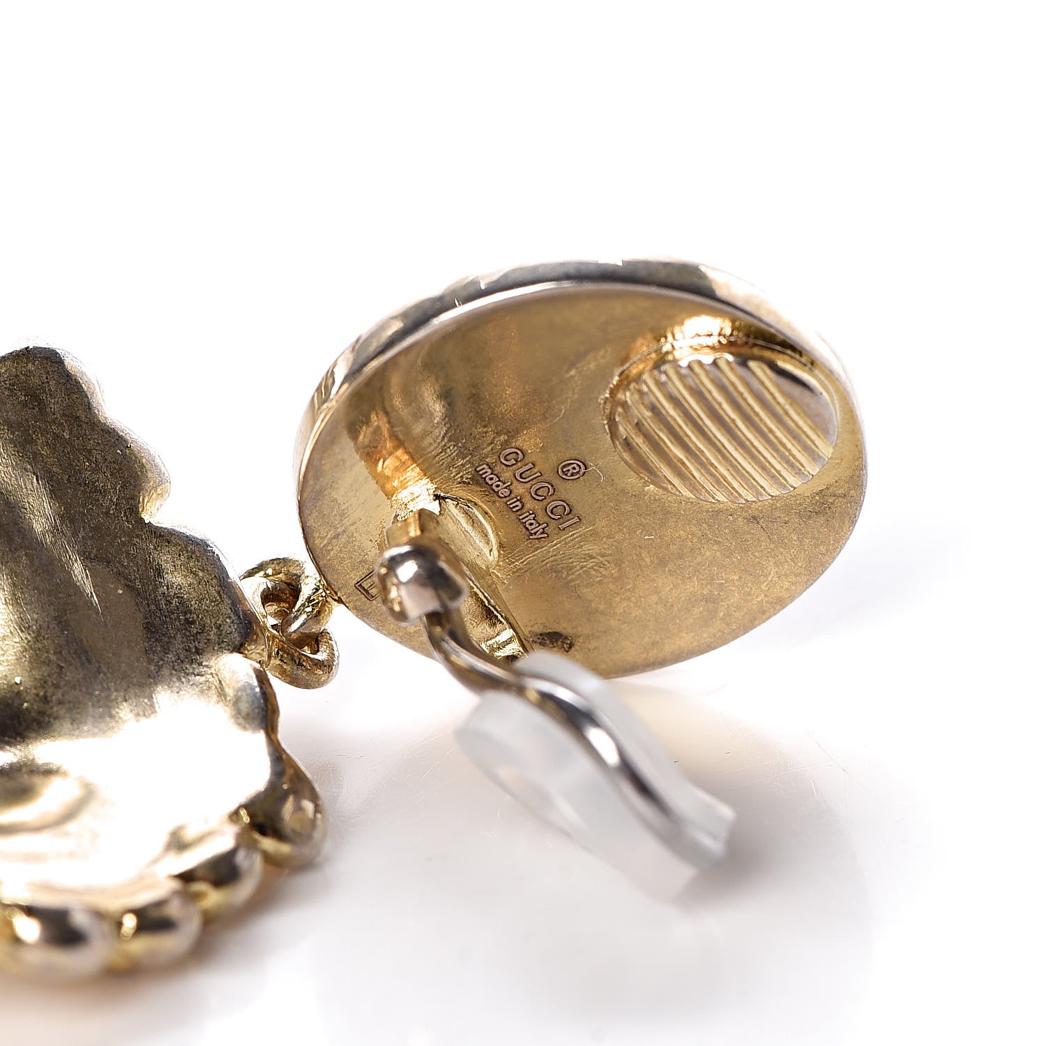 Gucci Interlocking GG Lionhead Clip On Earrings Gold 4 of 4