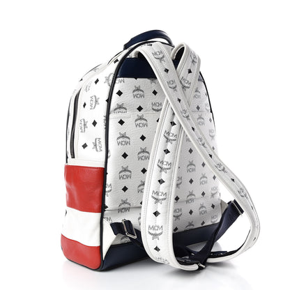 MCM Visetos Medium Stark Backpack White Red 3 of 10