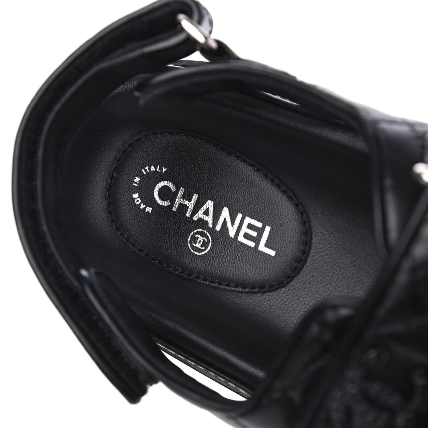 Lambskin Velcro Dad Sandals 38 Black