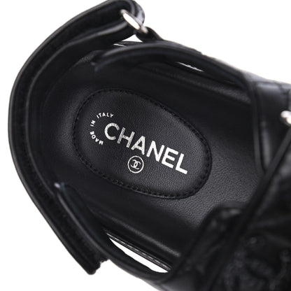 Chanel Lambskin Velcro Dad Sandals 38 Black 5 of 8