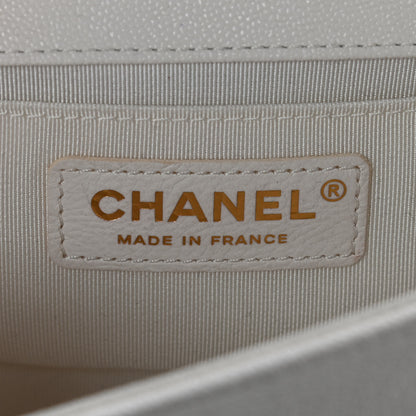 Chanel Caviar Chevron Quilted Small Boy Flap White 6 of 9