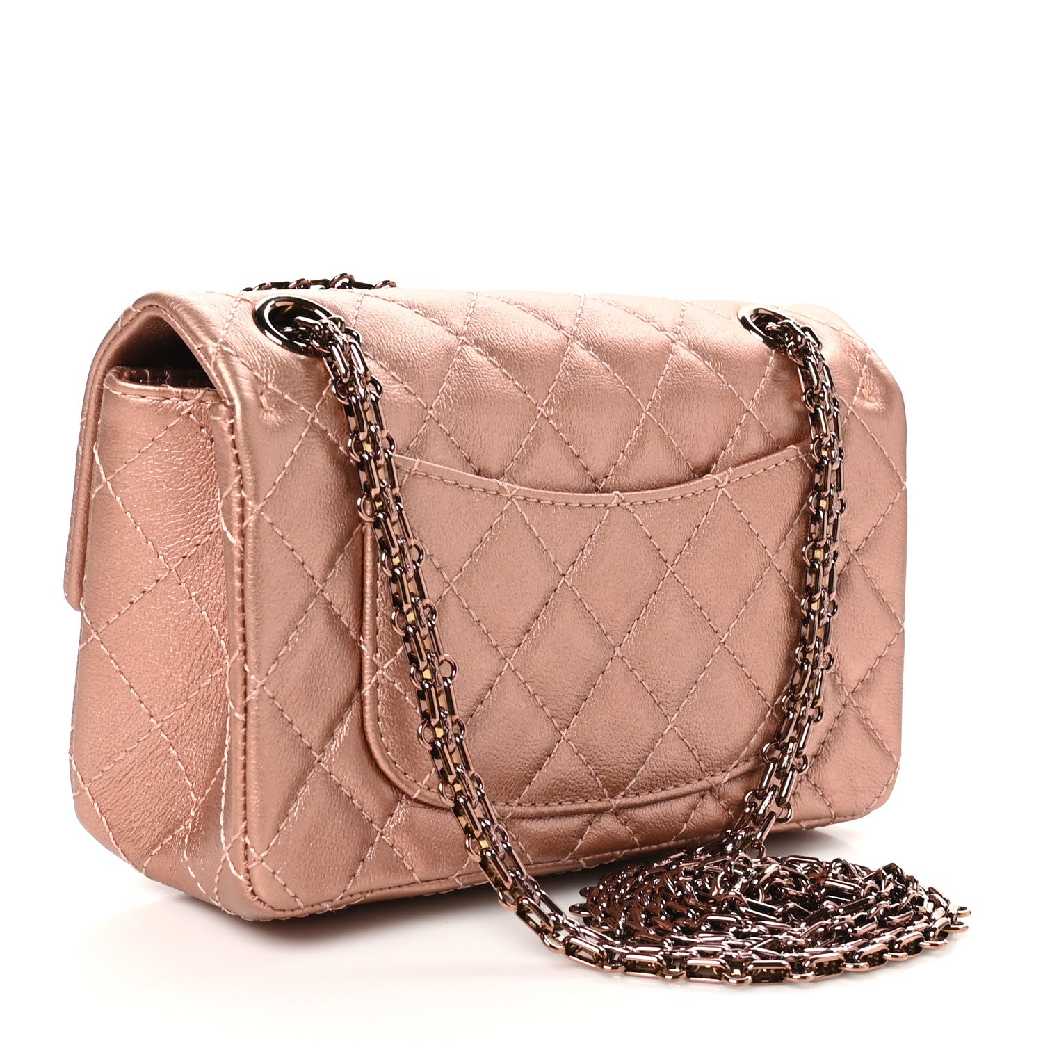 Chanel Metallic Grained Calfskin Quilted 2.55 Reissue Mini Flap Copper Pink 3 of 10