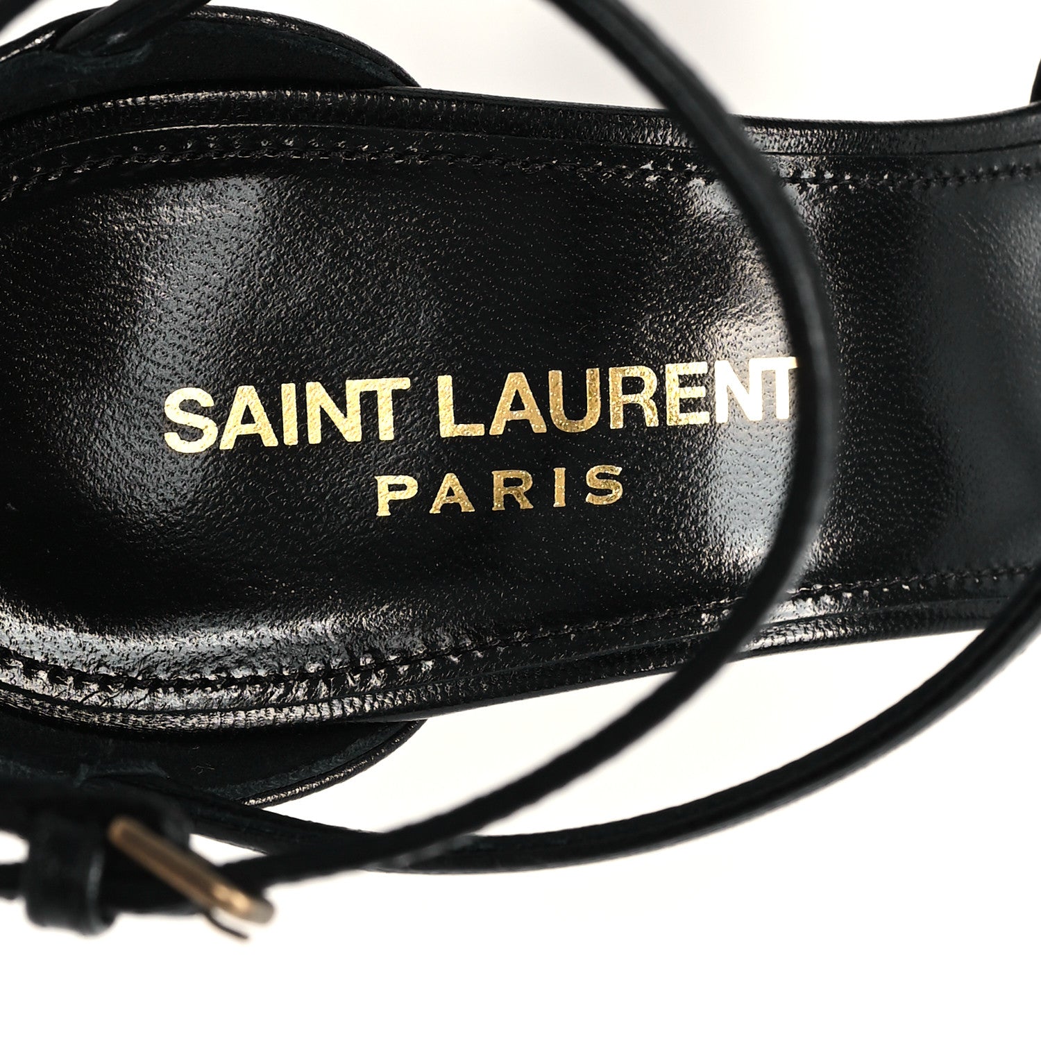 Saint Laurent Calfskin Cassandra 100 Ankle Strap Sandals 39 Black 8 of 10