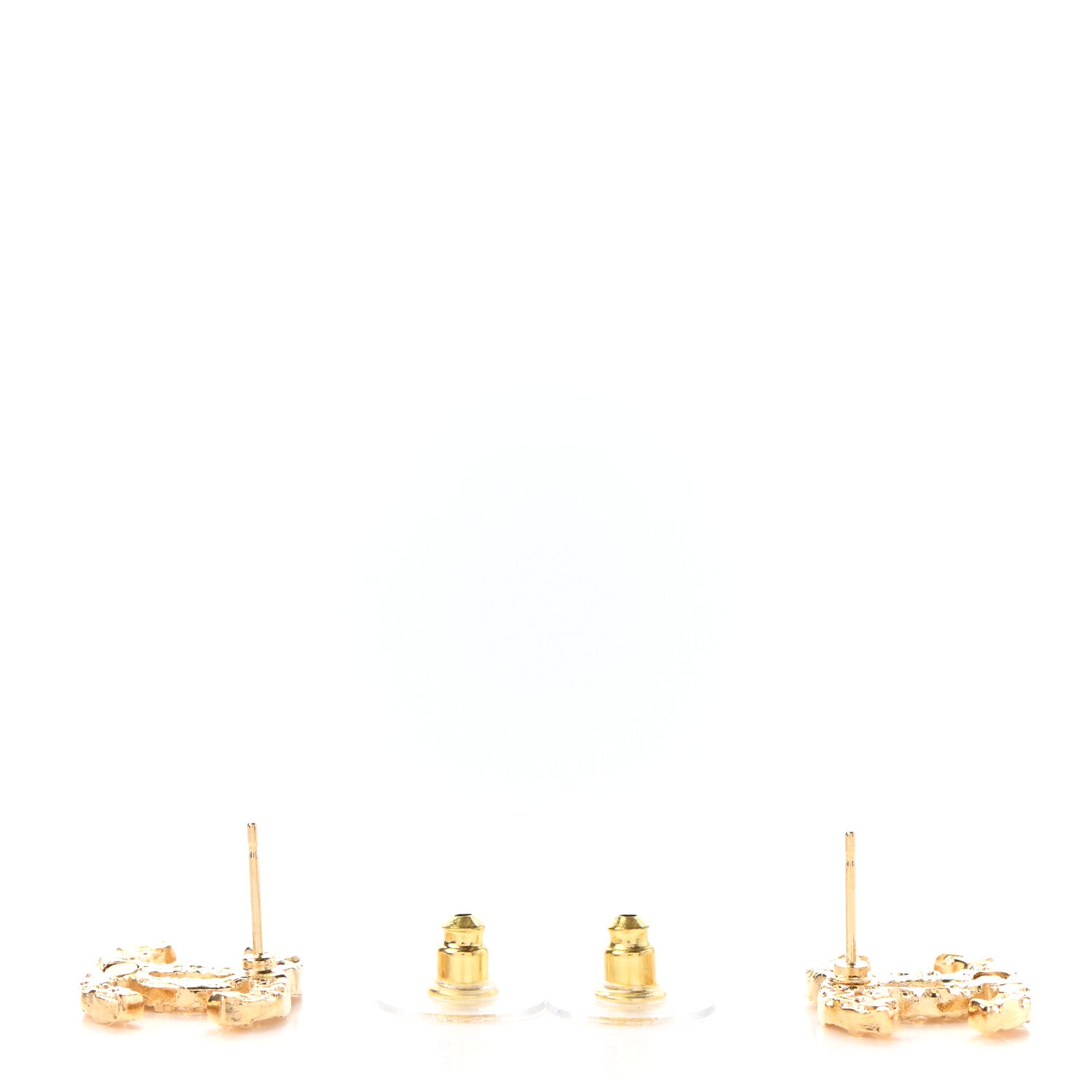 Chanel Metal Textured CC Earrings Gold 3 of 4