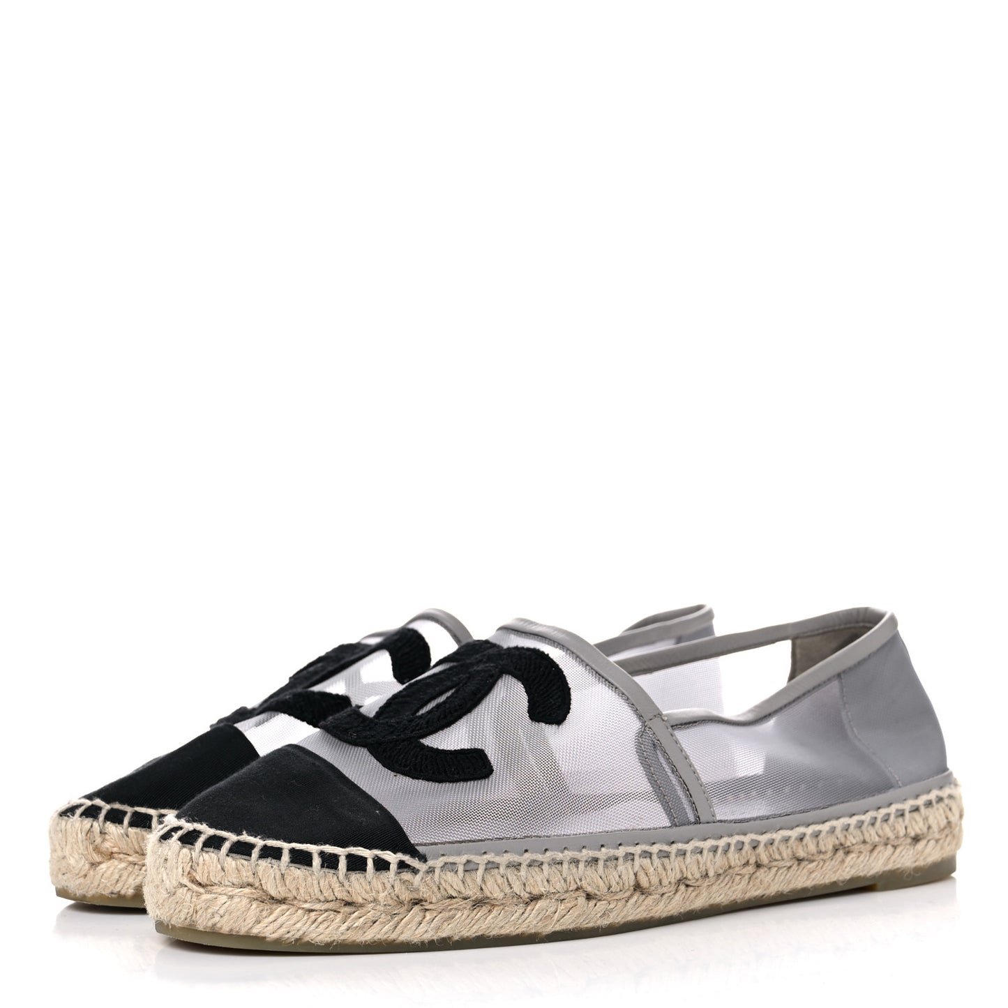 Mesh Grosgrain CC Espadrilles 39 Grey