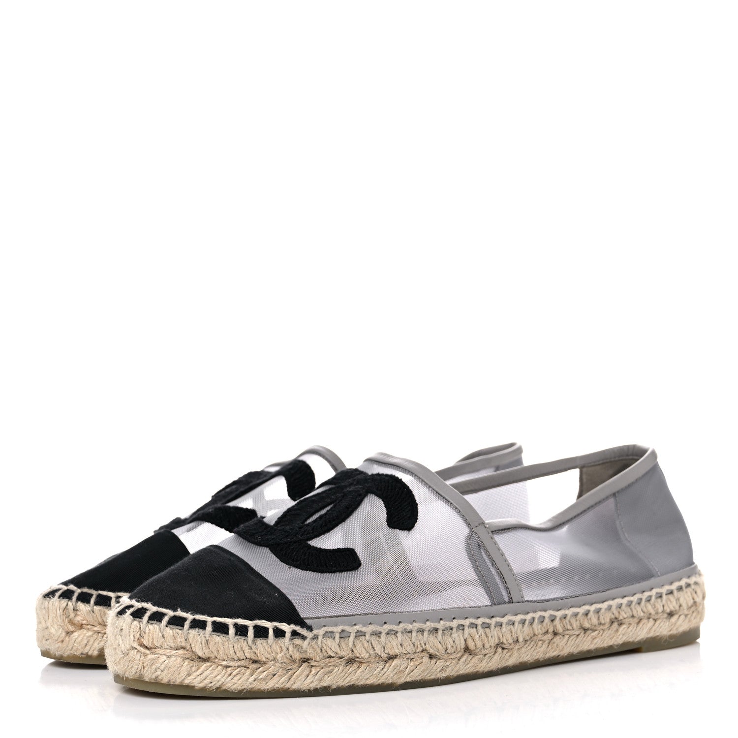 Chanel Mesh Grosgrain CC Espadrilles 39 Grey 3 of 15