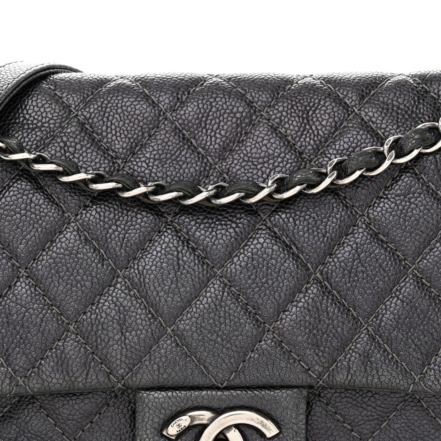 Chanel Iridescent Caviar Quilted Small Chic Flap Grey 9 of 13