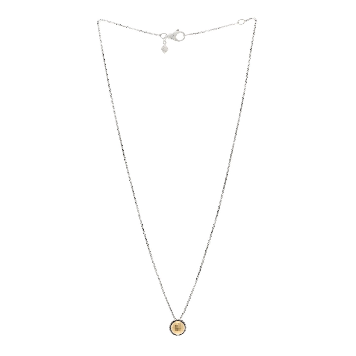 Sterling Silver 18K Yellow Gold 8mm Petite Chatelaine Pendant Necklace