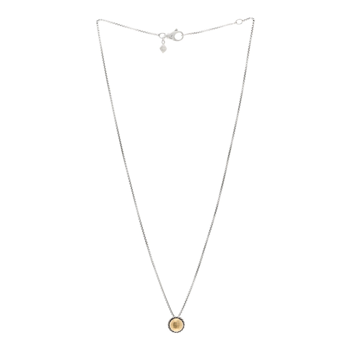 David Yurman Sterling Silver 18K Yellow Gold 8mm Petite Chatelaine Pendant Necklace 3 of 4